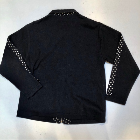 Euro Joy women’s sweater Sz M. Full Zip  Knit Blk - Picture 2 of 5